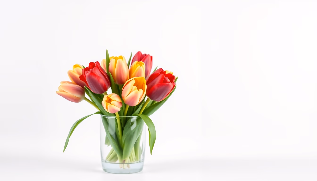 tulip mixed colors vase in editorial style