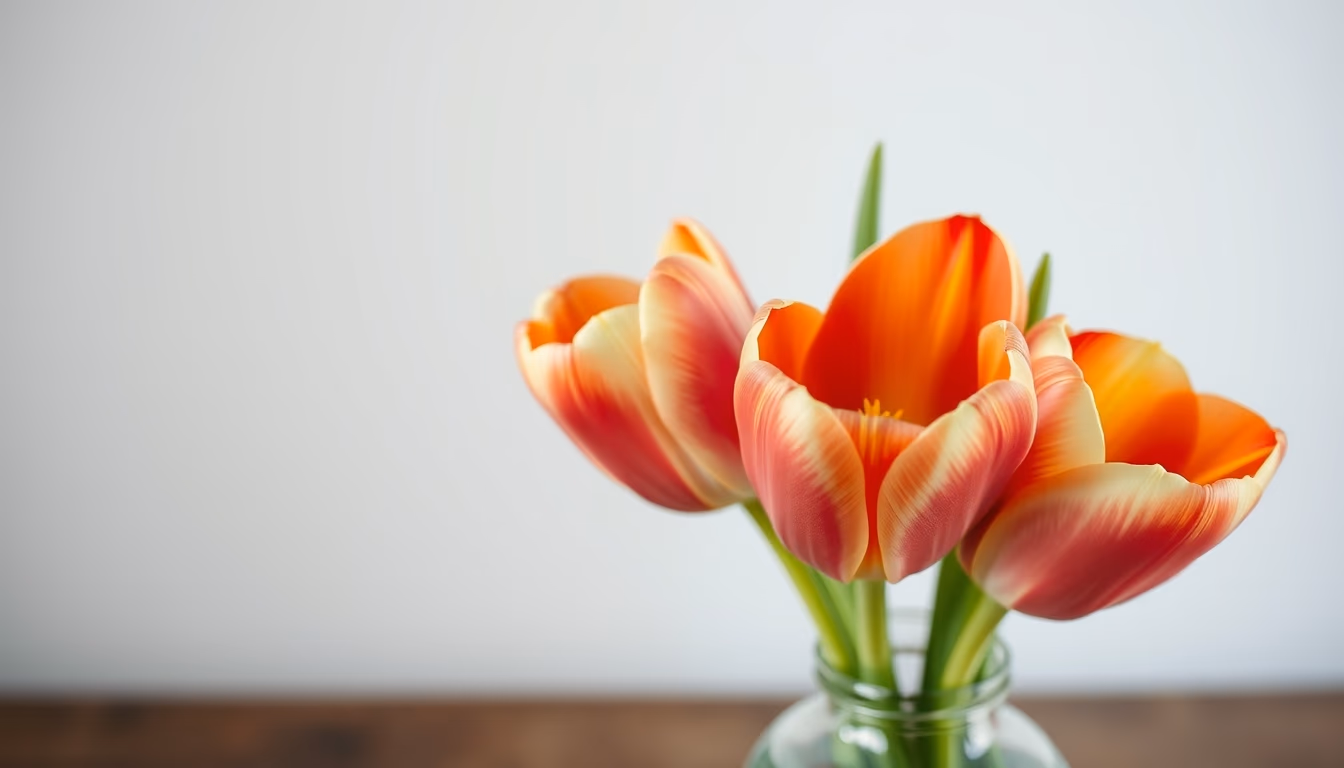 tulip mixed colors vase in editorial style