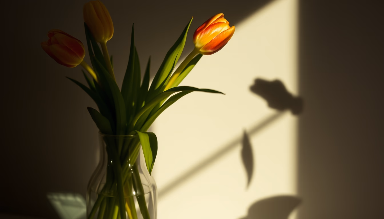 tulip mixed colors vase in editorial style