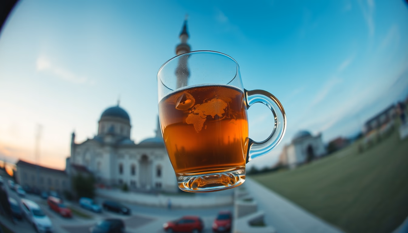 turkish tea hourglass in editorial style