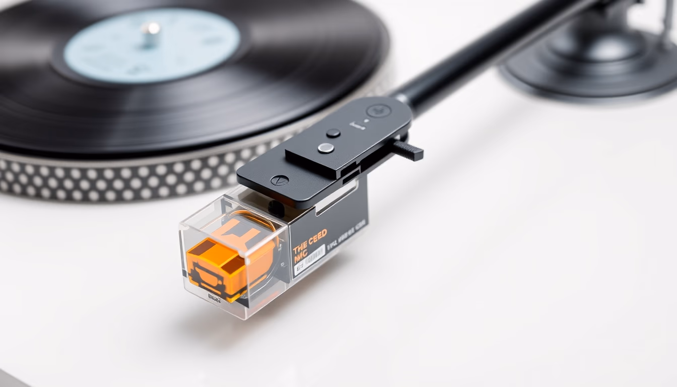 turntable mc cartridge in editorial style