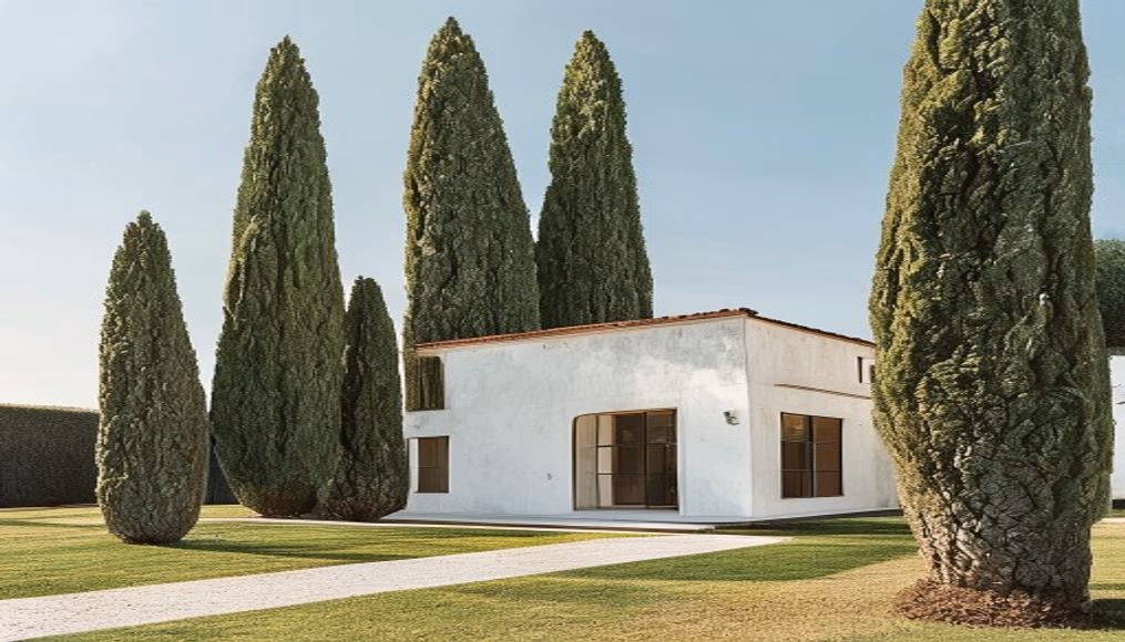 Tuscan villa cypress cypresses em fotografia editorial de luxo