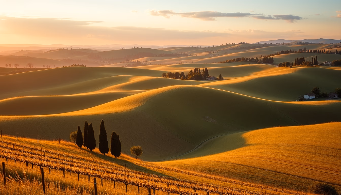 tuscany chianti hills in editorial style