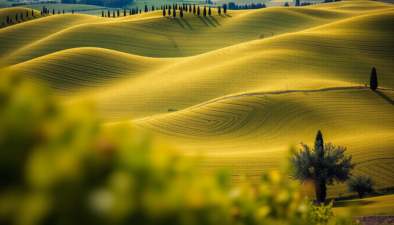 tuscany chianti hills in editorial style