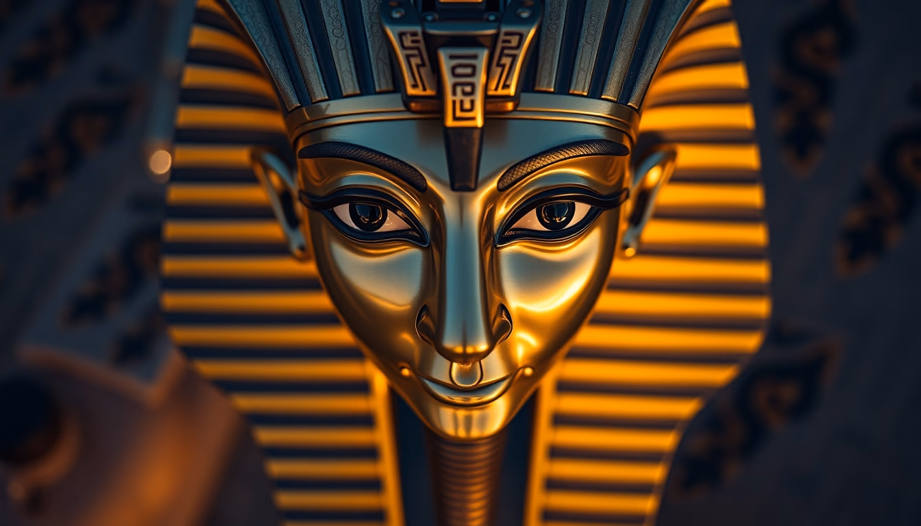 tutankhamun mask in editorial style