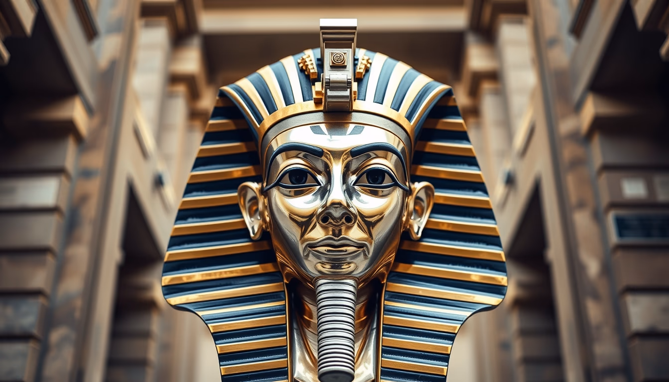 tutankhamun mask in editorial style