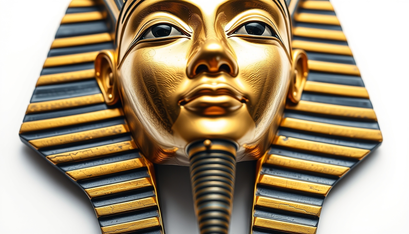 tutankhamun mask in editorial style