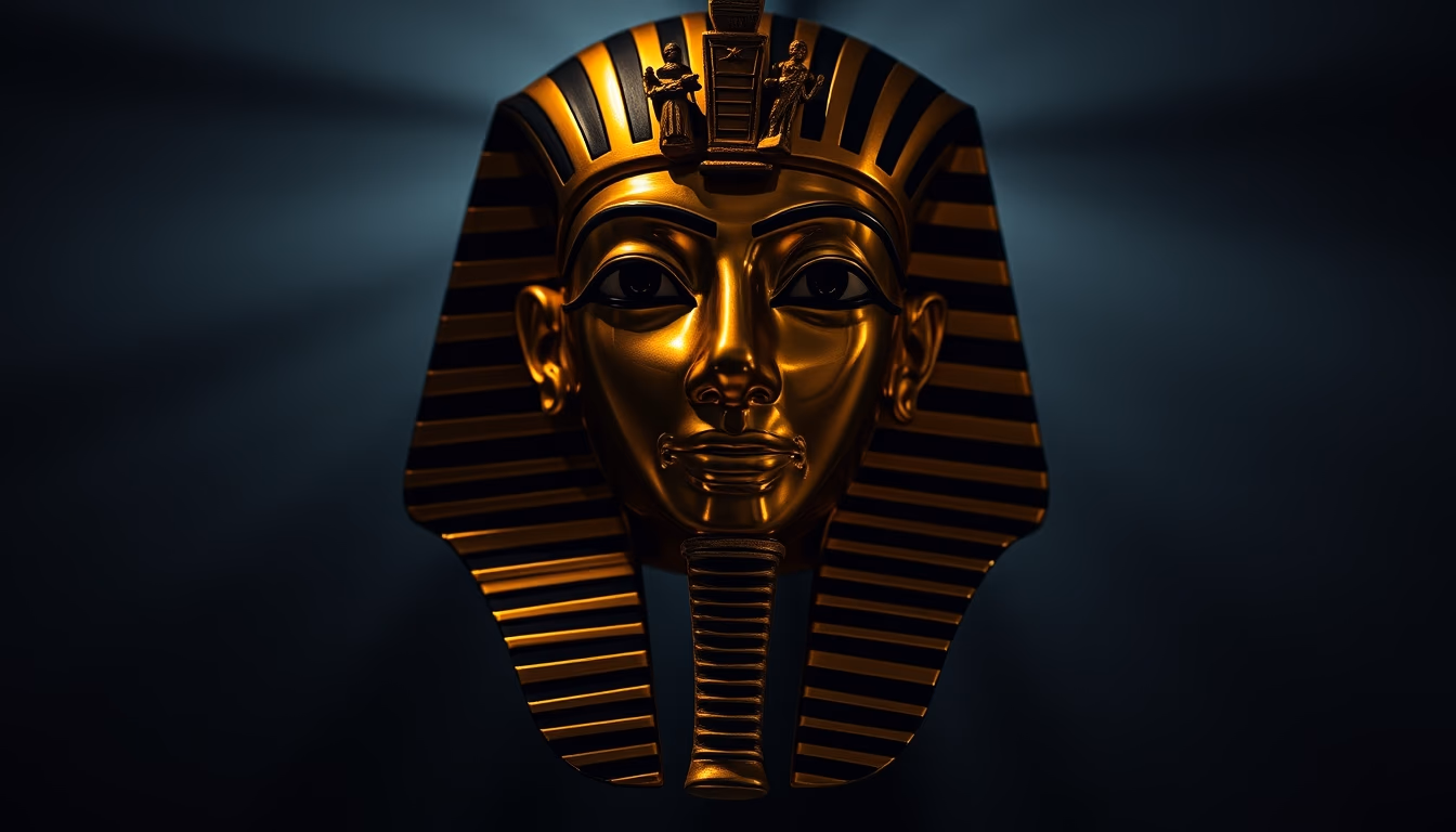 tutankhamun mask in editorial style