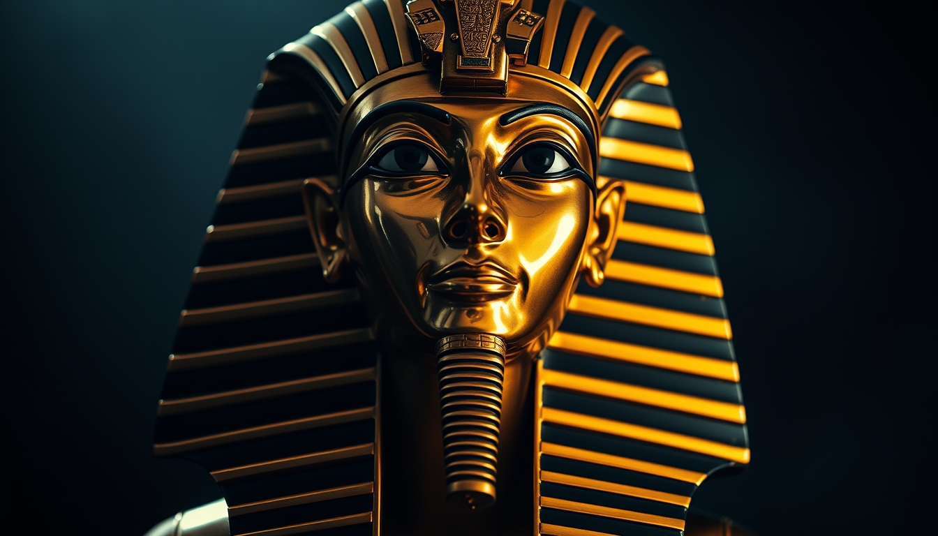 tutankhamun mask in editorial style