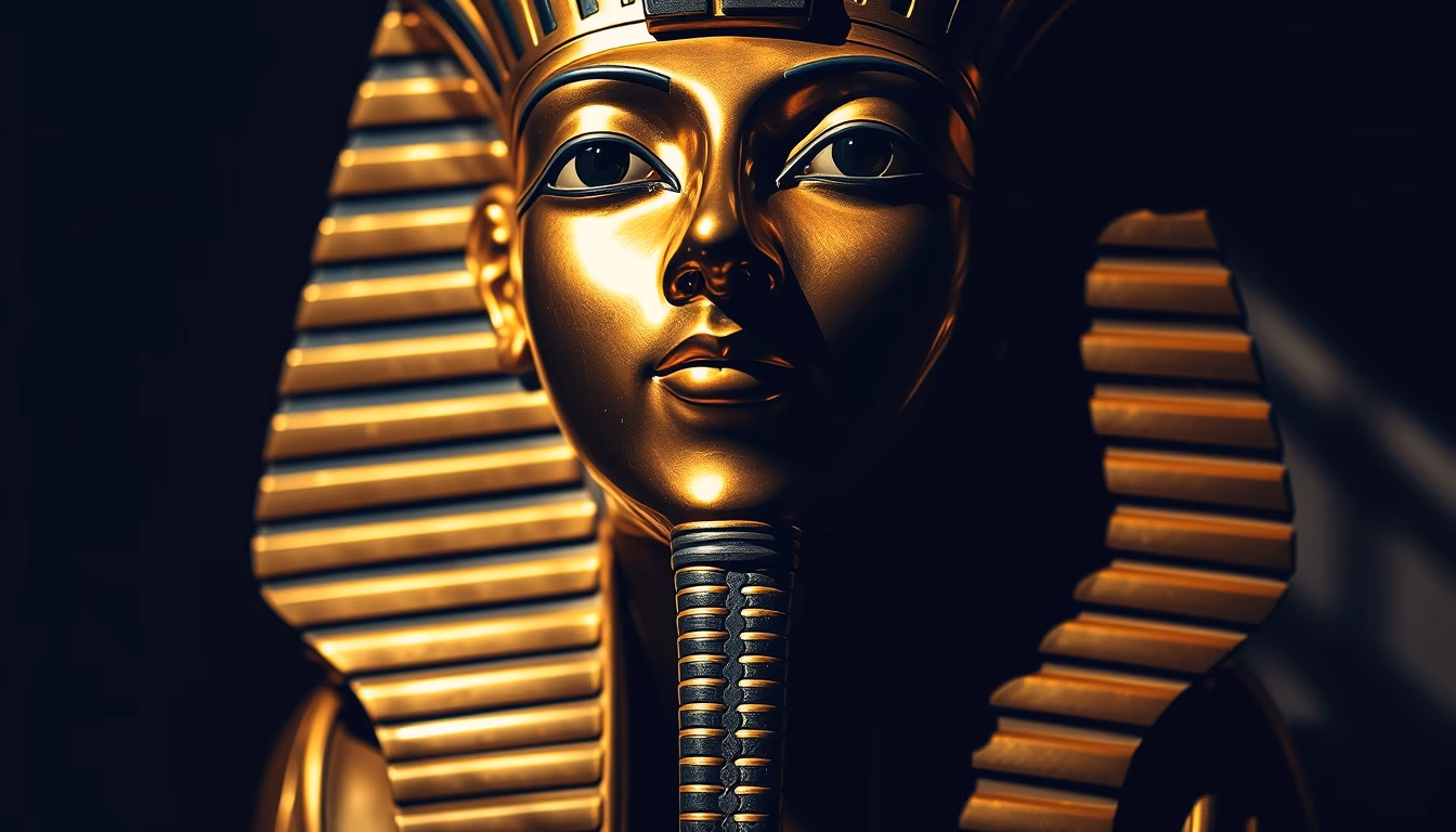 tutankhamun mask in editorial style