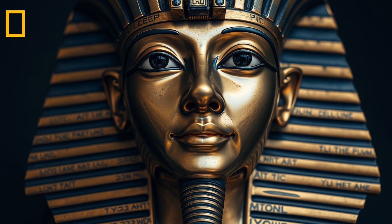tutankhamun mask in editorial style