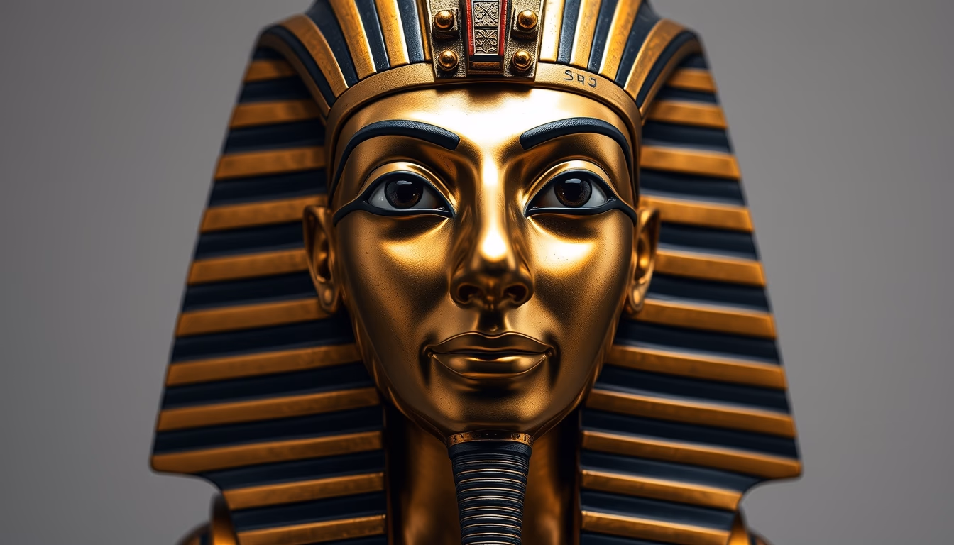 tutankhamun mask in editorial style