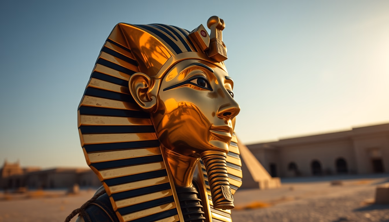 tutankhamun mask in editorial style