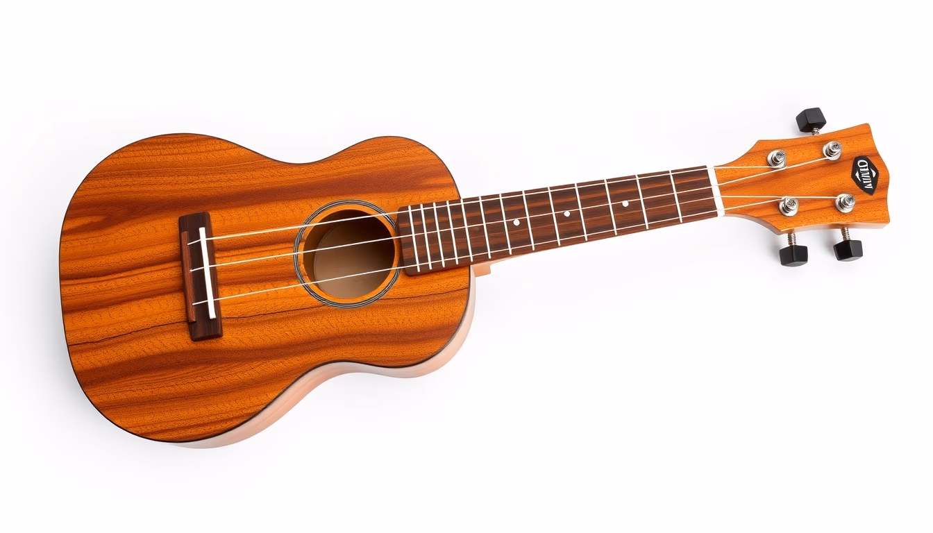ukulele hawaiian wood in editorial style