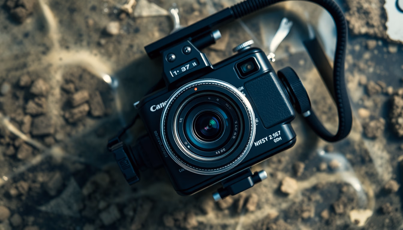 underwater camera housing in editorial style