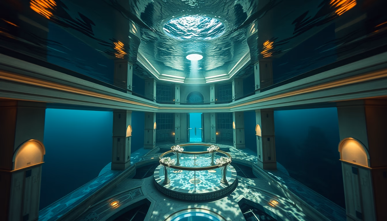 underwater hotel concept in editorial style
