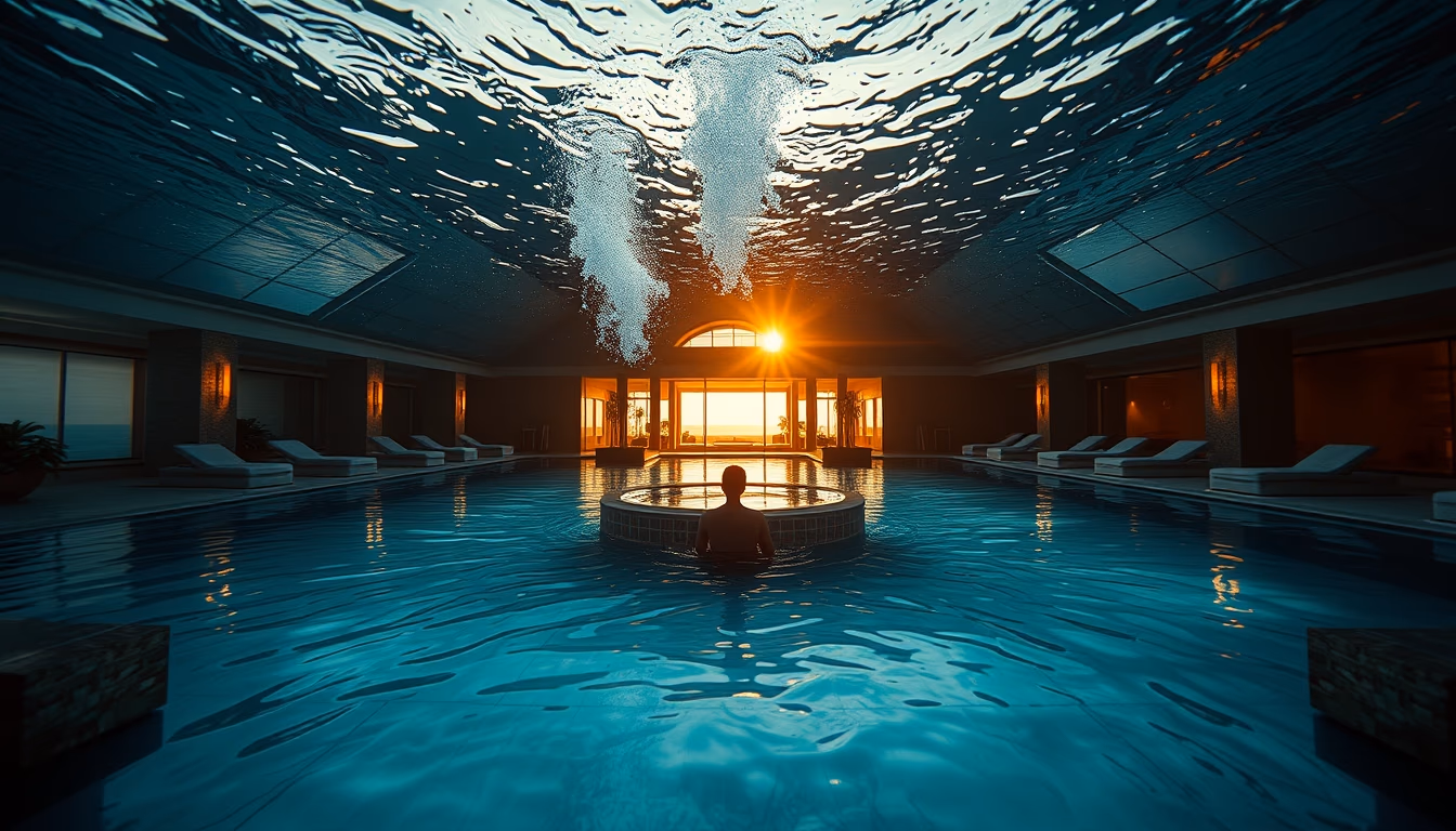 underwater hotel concept in editorial style