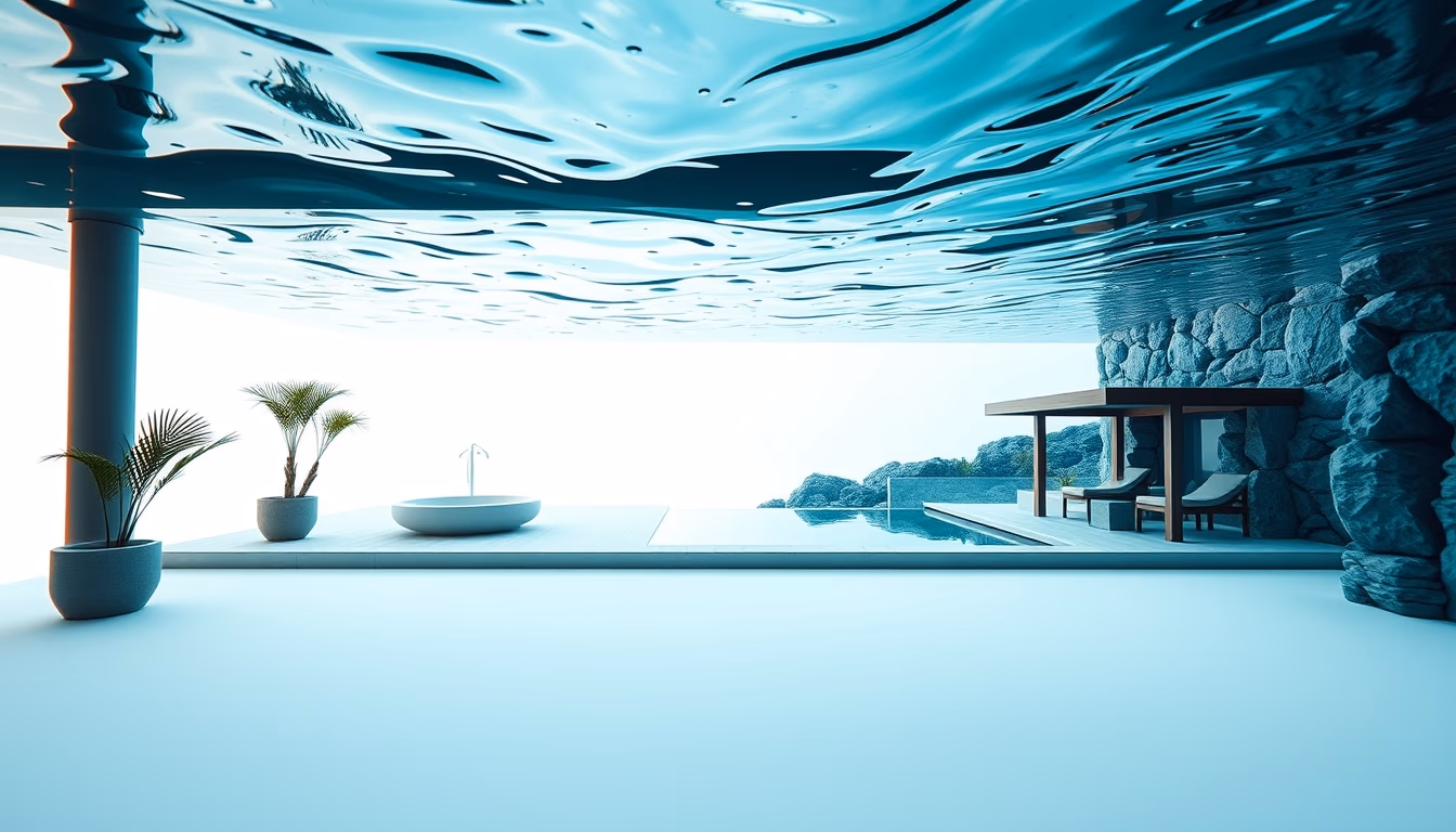 underwater hotel concept in editorial style