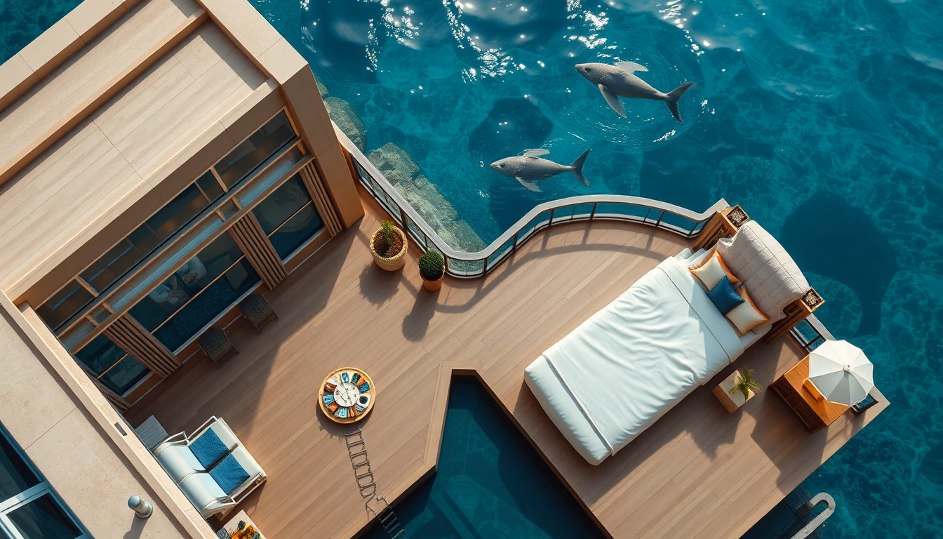 underwater hotel concept in editorial style