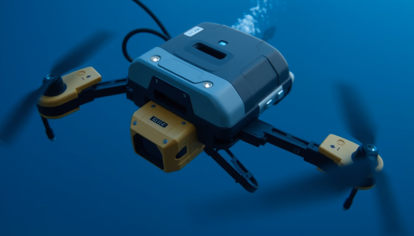 underwater robot submersible in editorial style