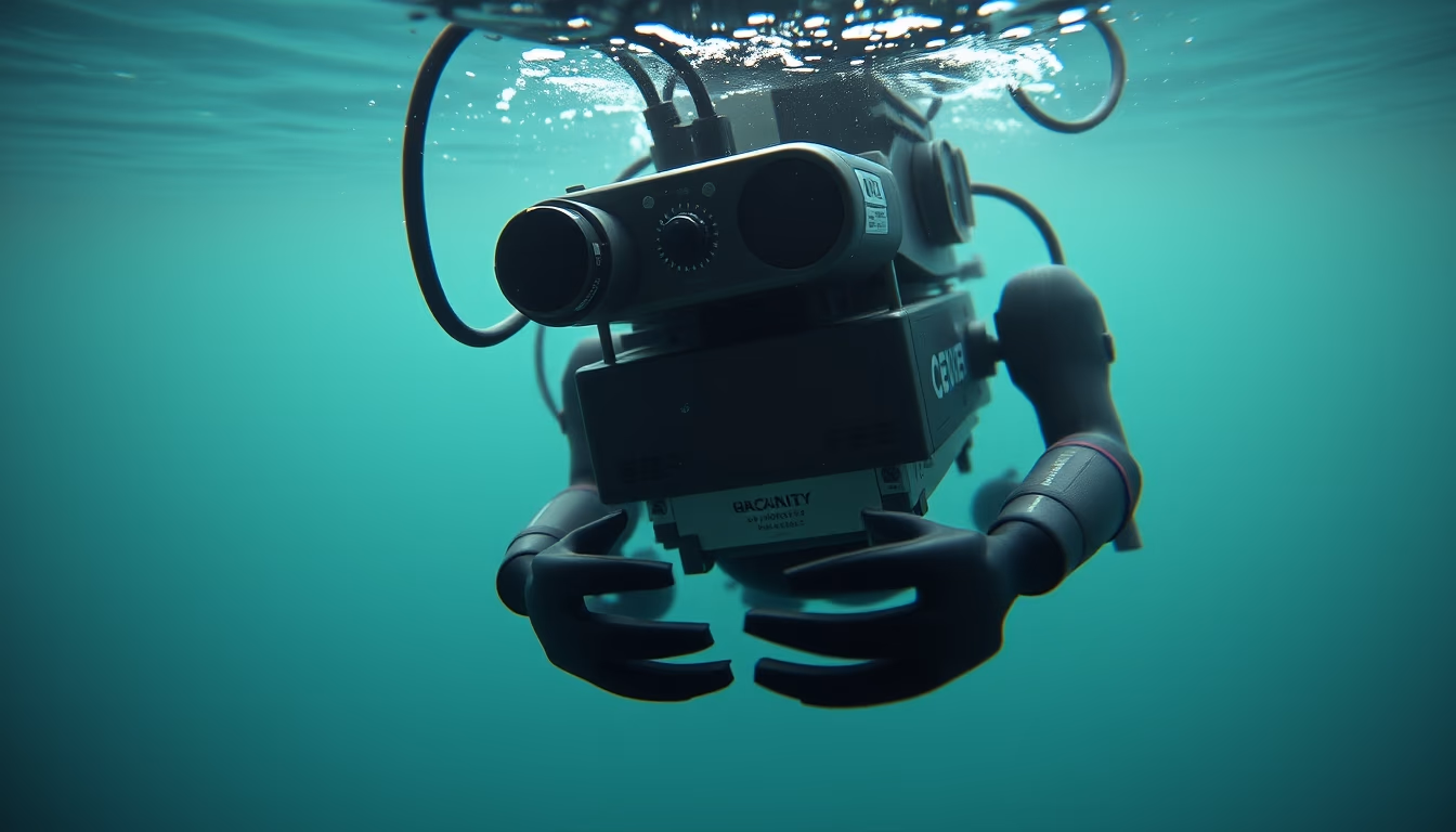 underwater robot submersible in editorial style