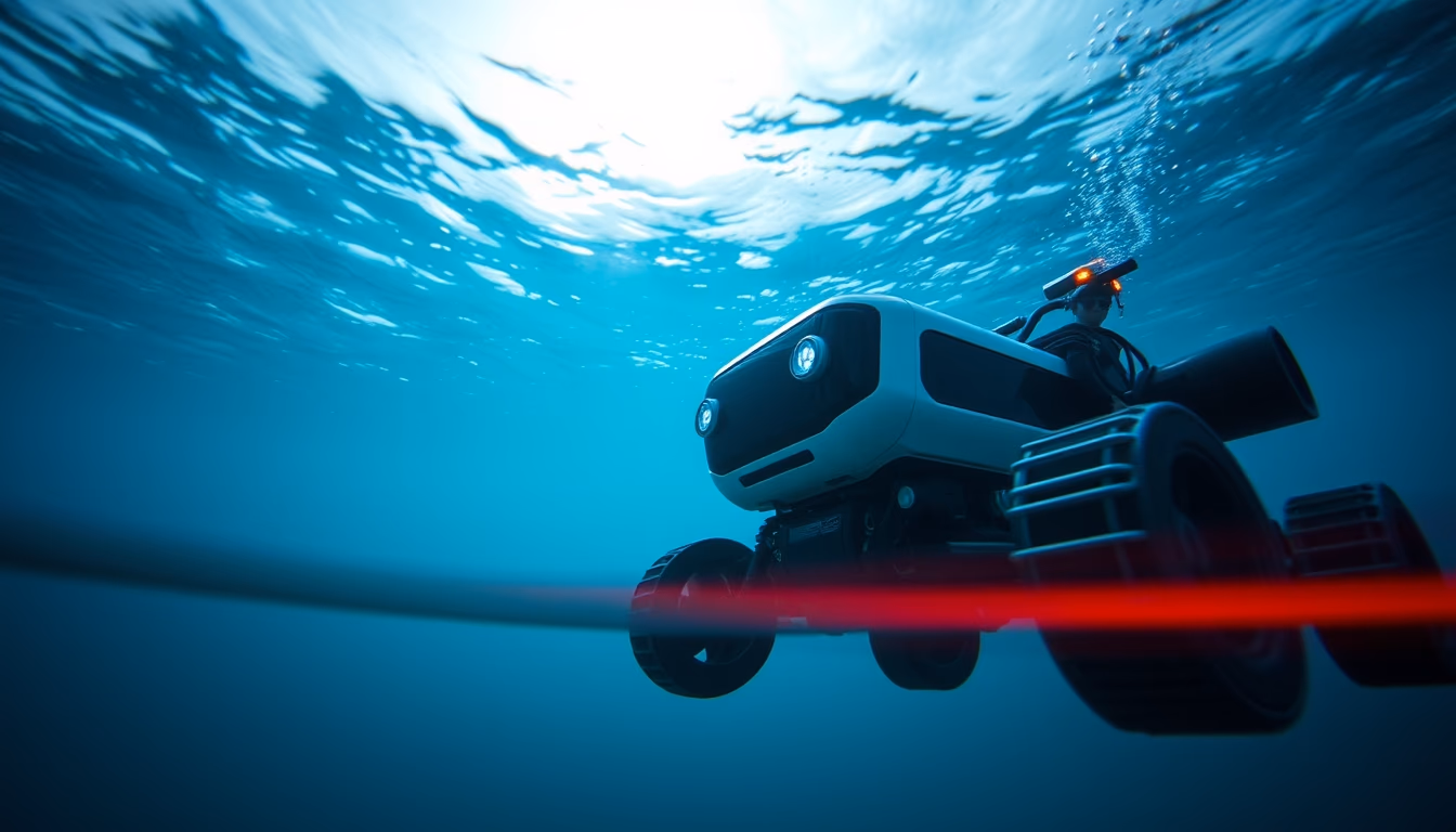 underwater robot submersible in editorial style