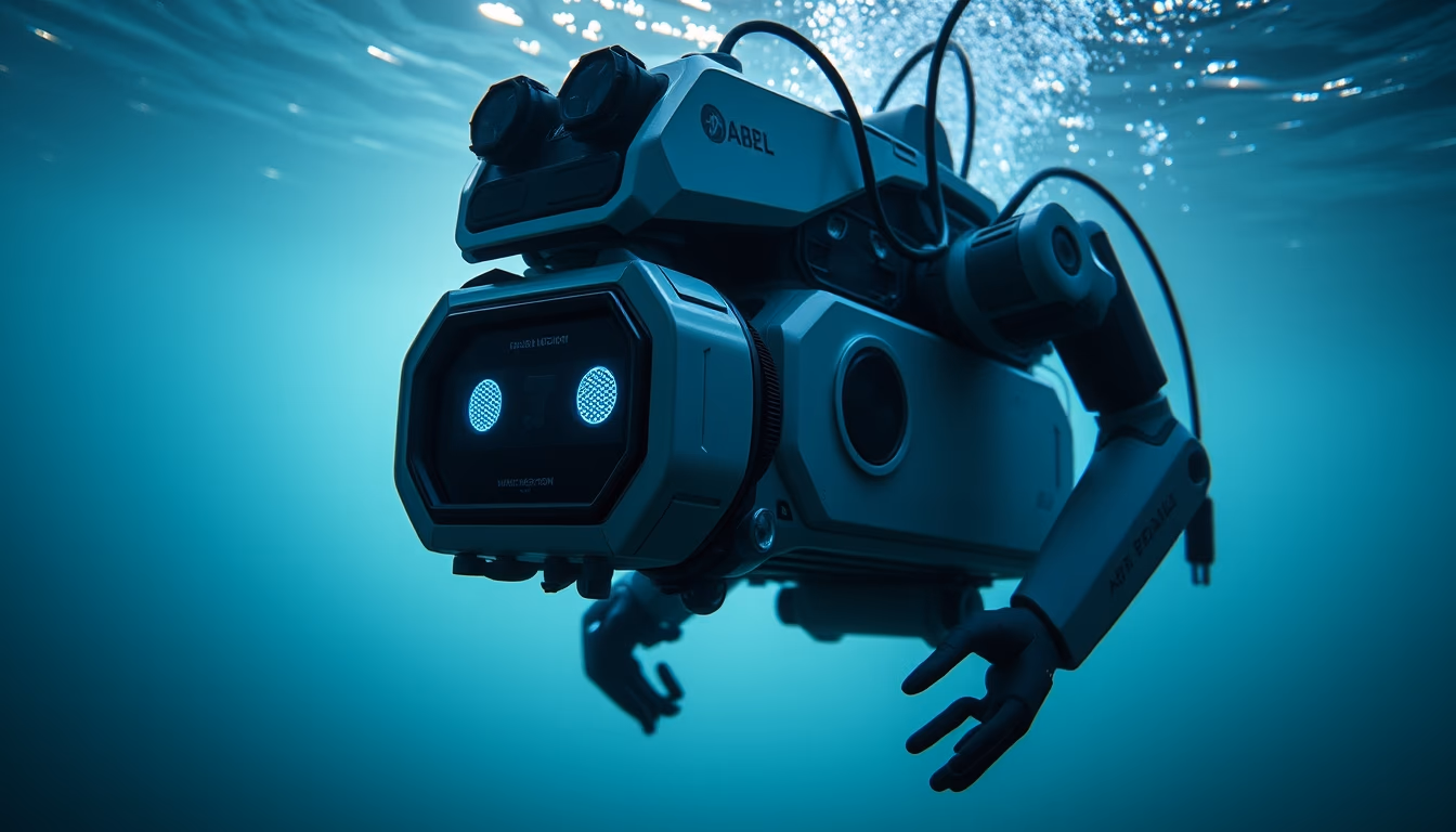 Underwater robot submersible em estilo editorial
