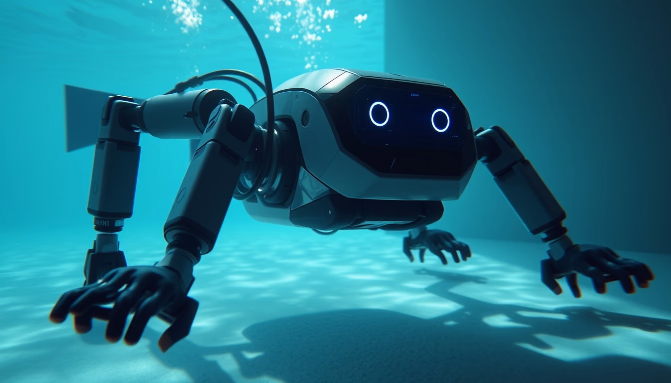 underwater robot submersible in editorial style