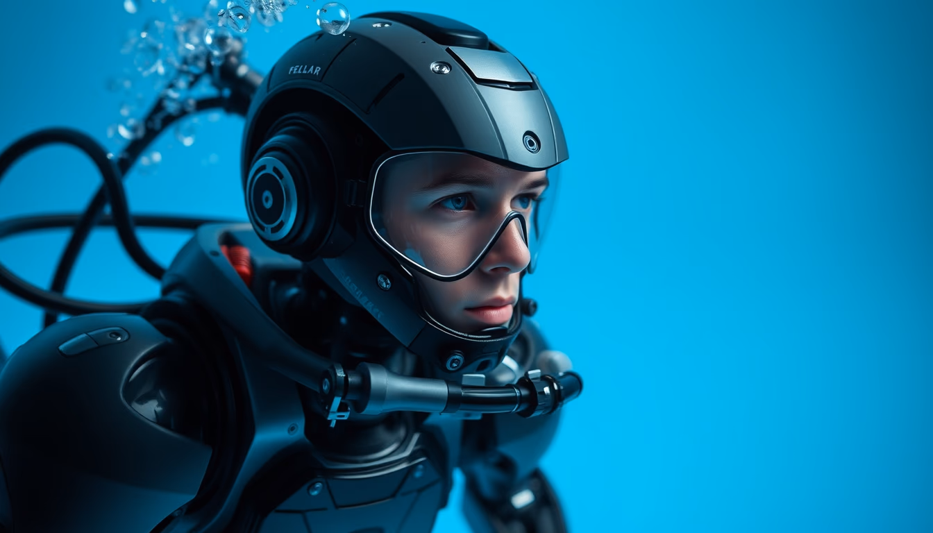 underwater robot submersible in editorial style