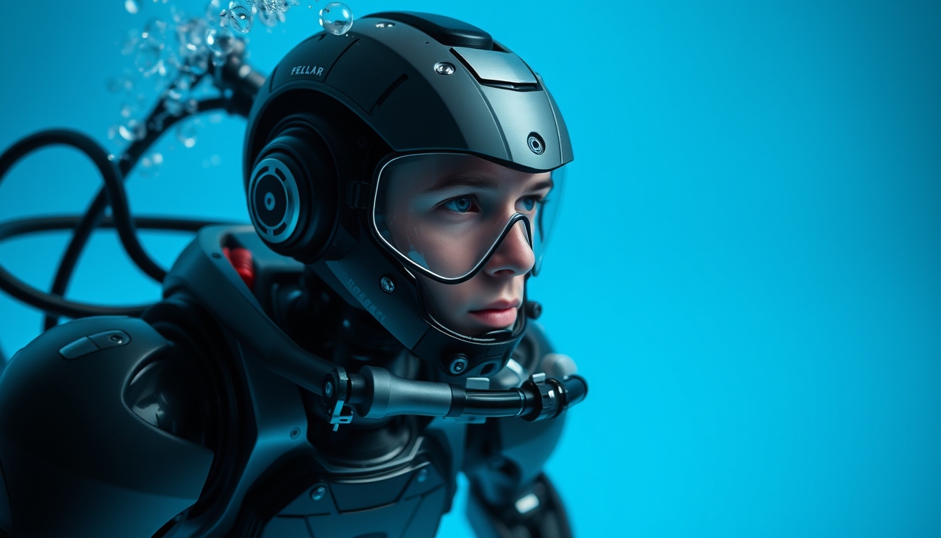 underwater robot submersible in editorial style