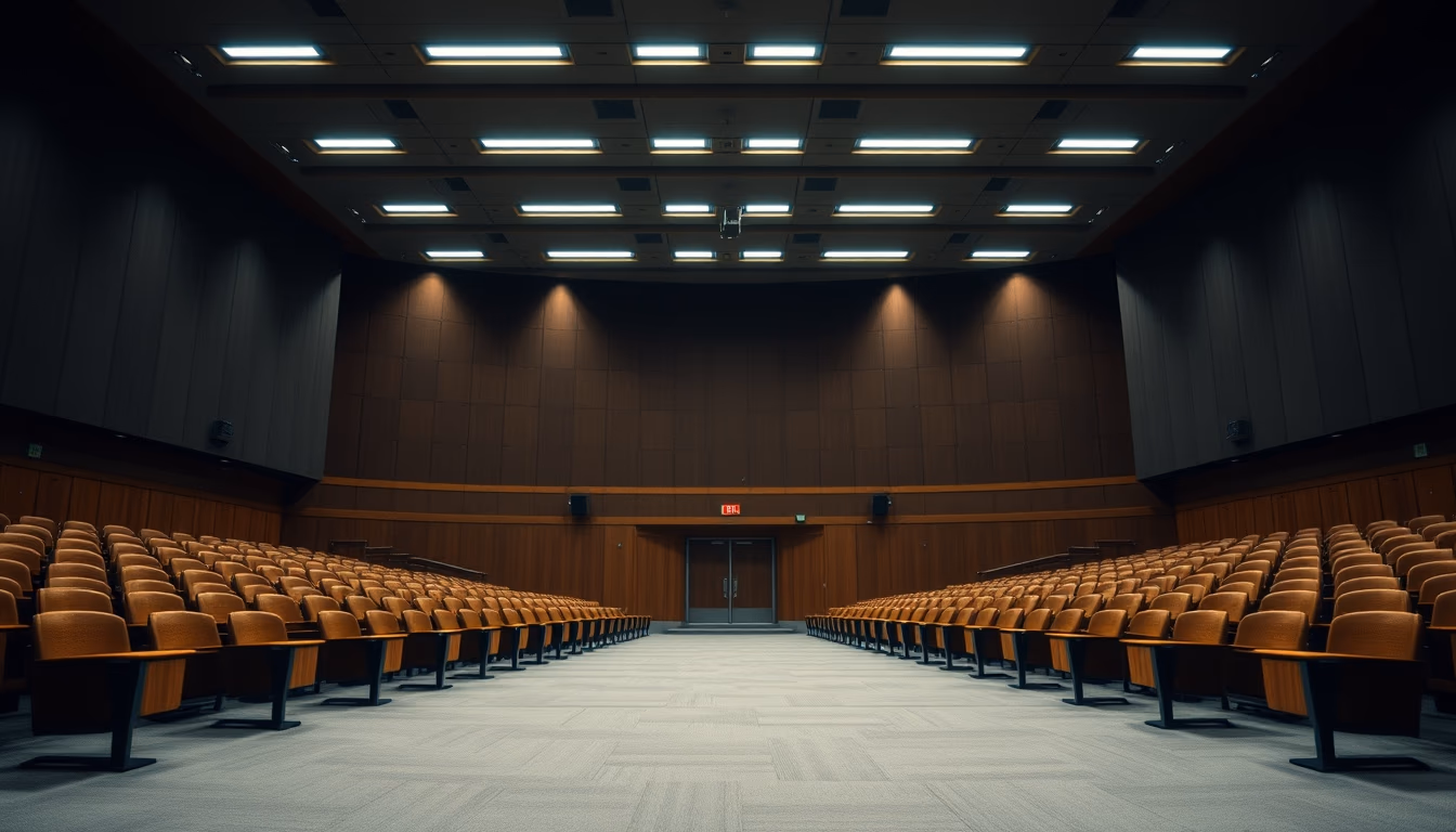 university lecture hall empty in editorial style