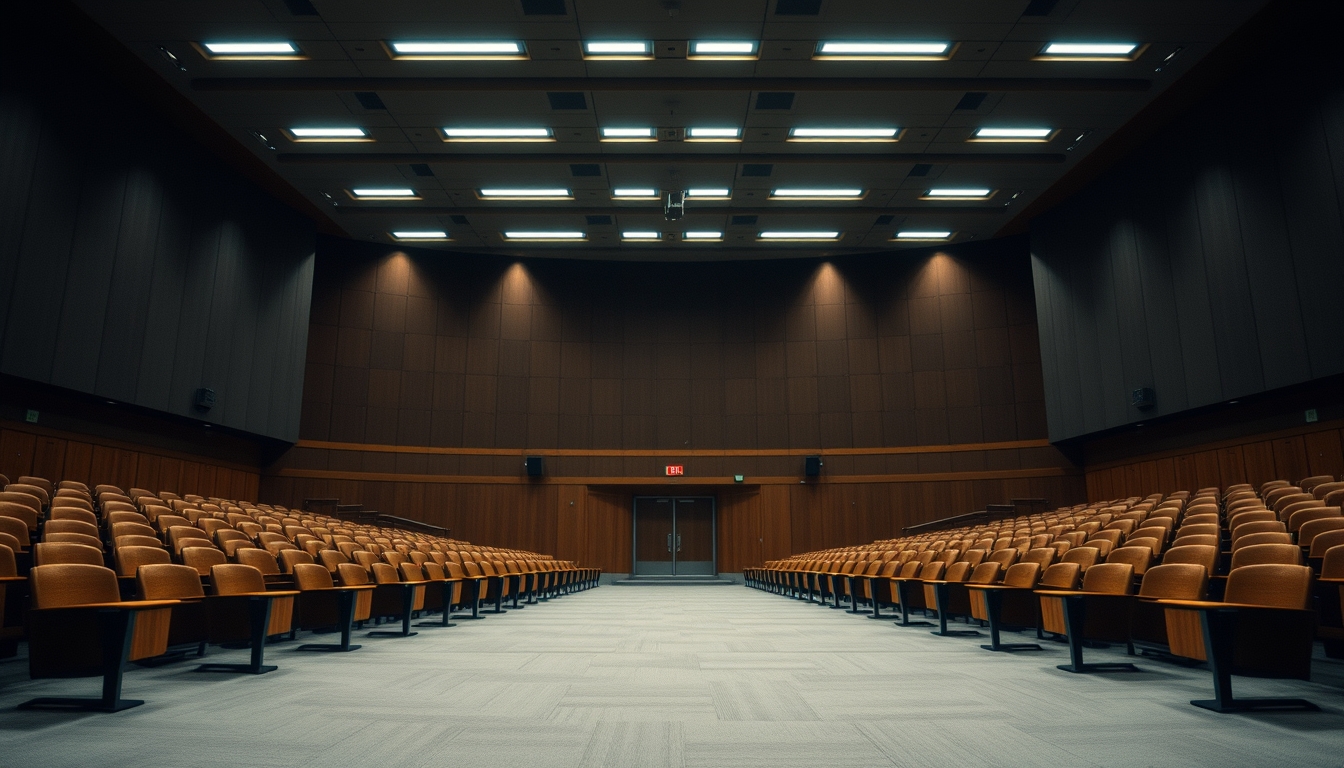 university lecture hall empty in editorial style