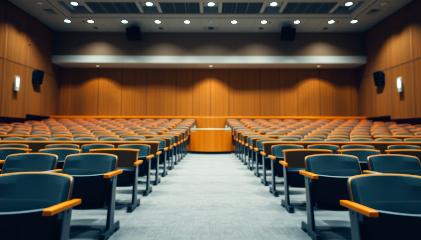 university lecture hall empty in editorial style