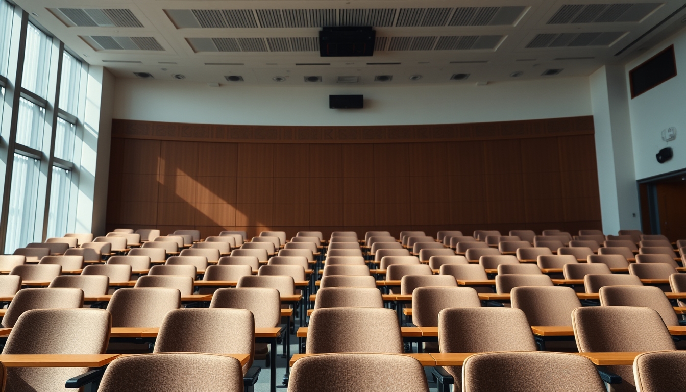 university lecture hall empty in editorial style