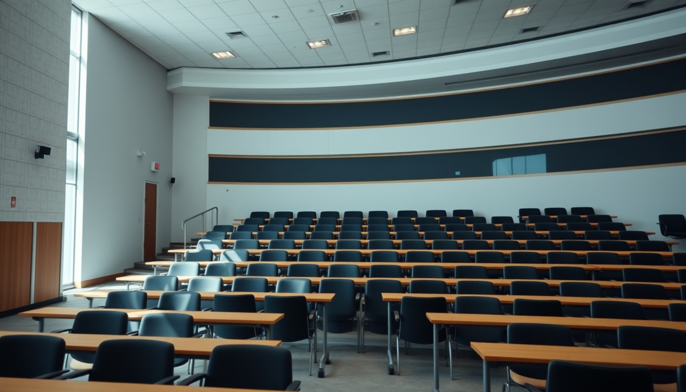 university lecture hall empty in editorial style