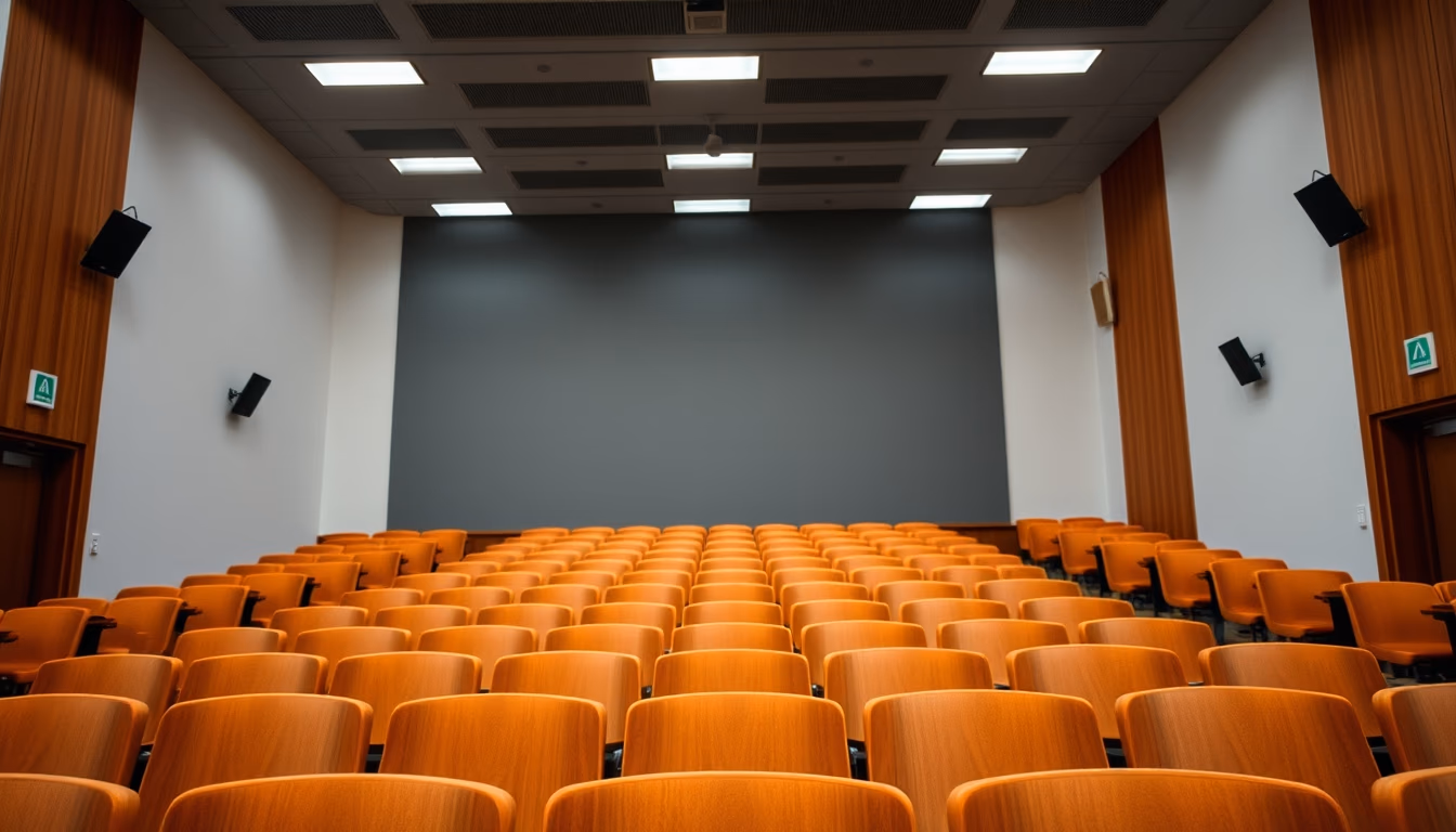 university lecture hall empty in editorial style