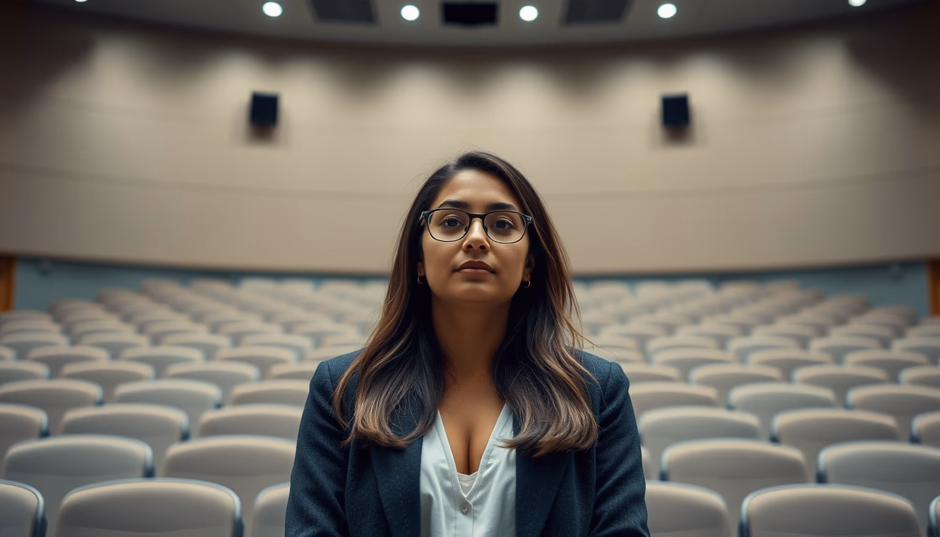 university lecture hall empty in editorial style