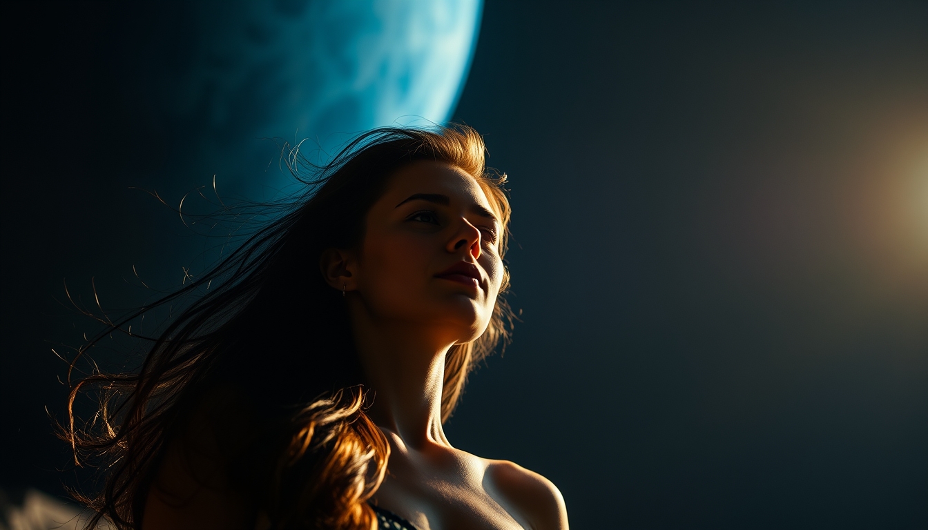 uranus blue tilted in editorial style