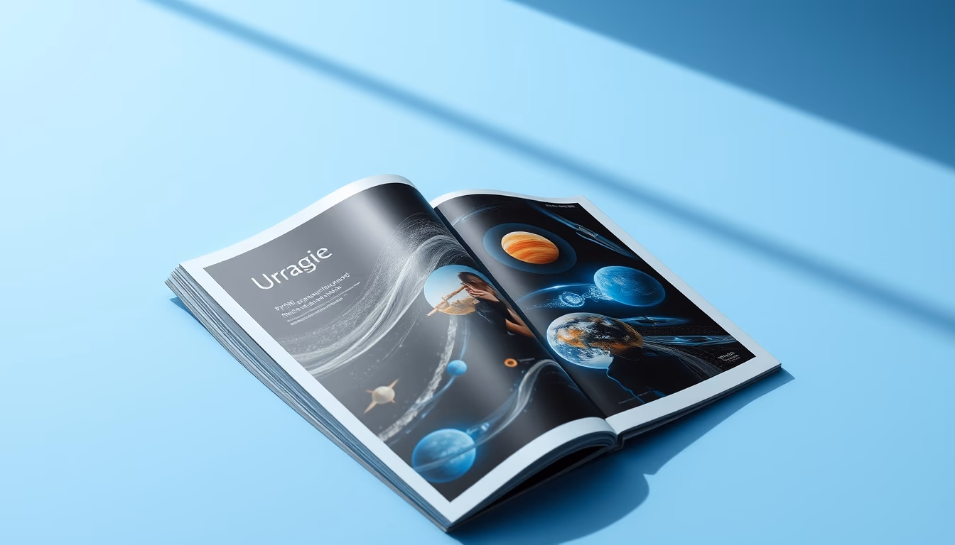 uranus blue tilted in editorial style