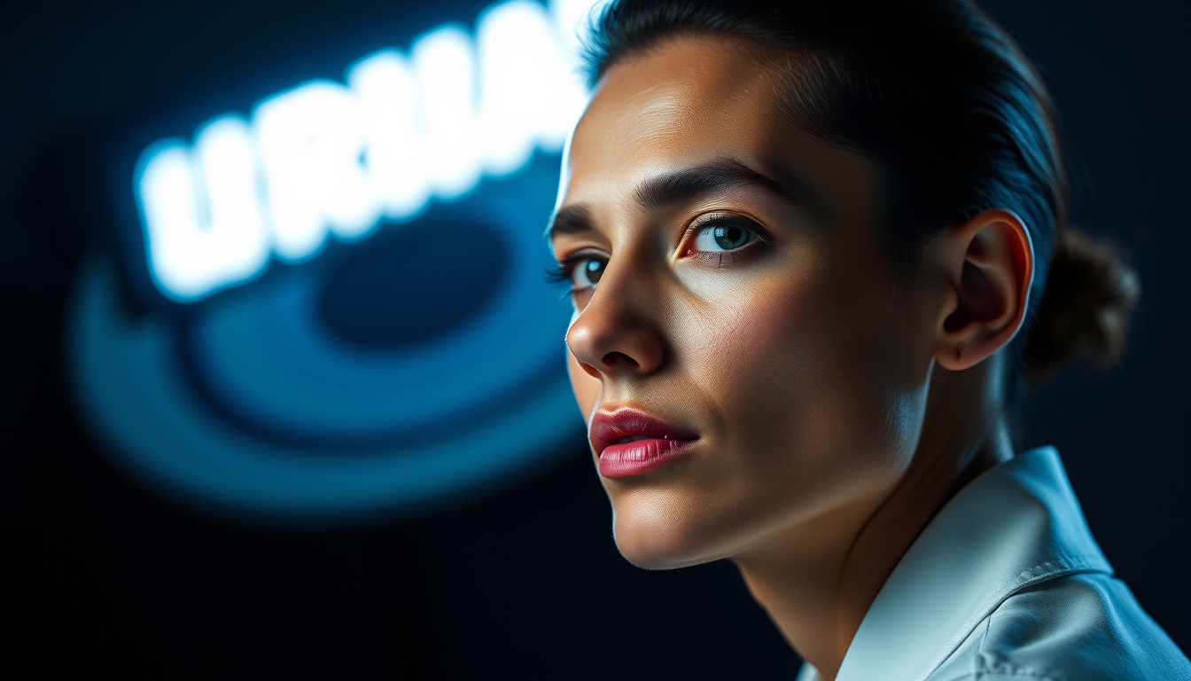 uranus blue tilted in editorial style