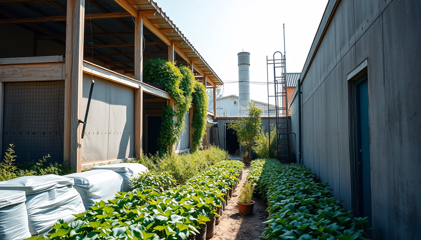 urban farm vertical building in editorial style