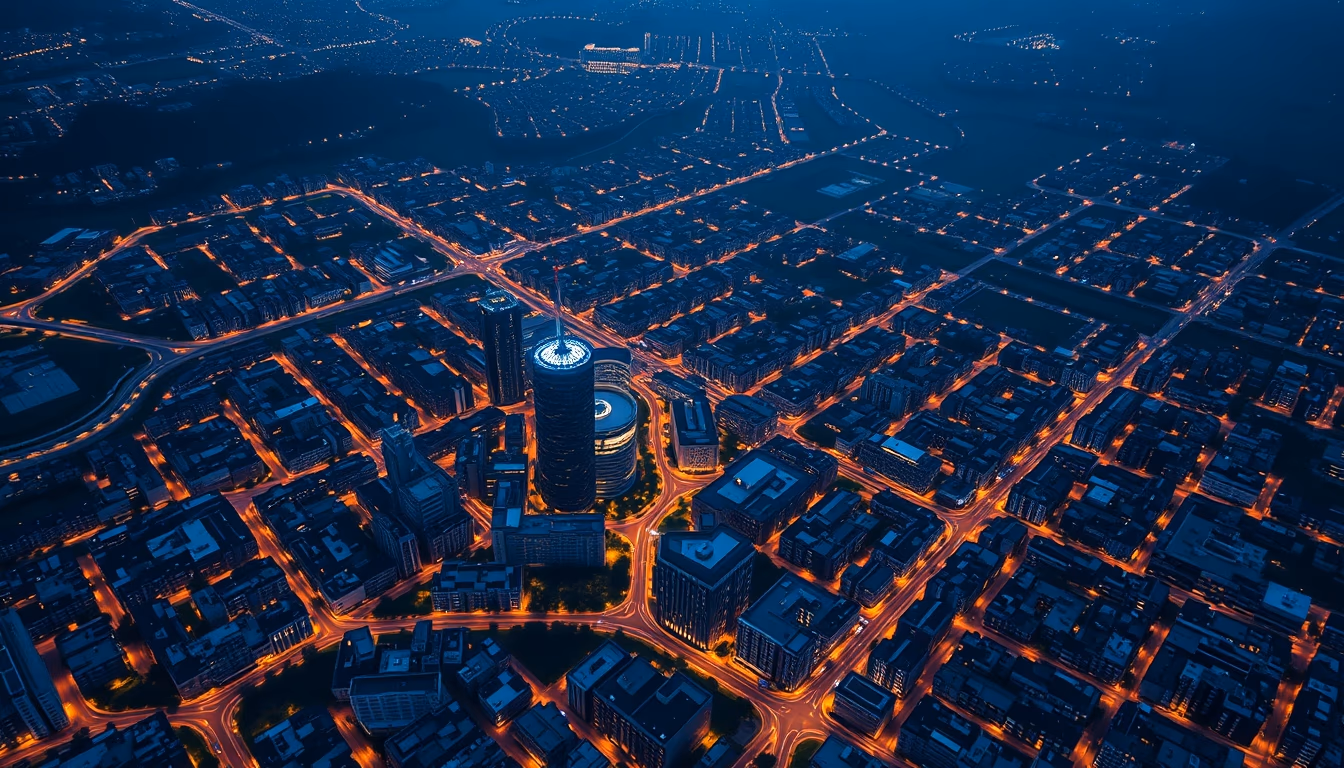 urban heat island map in editorial style