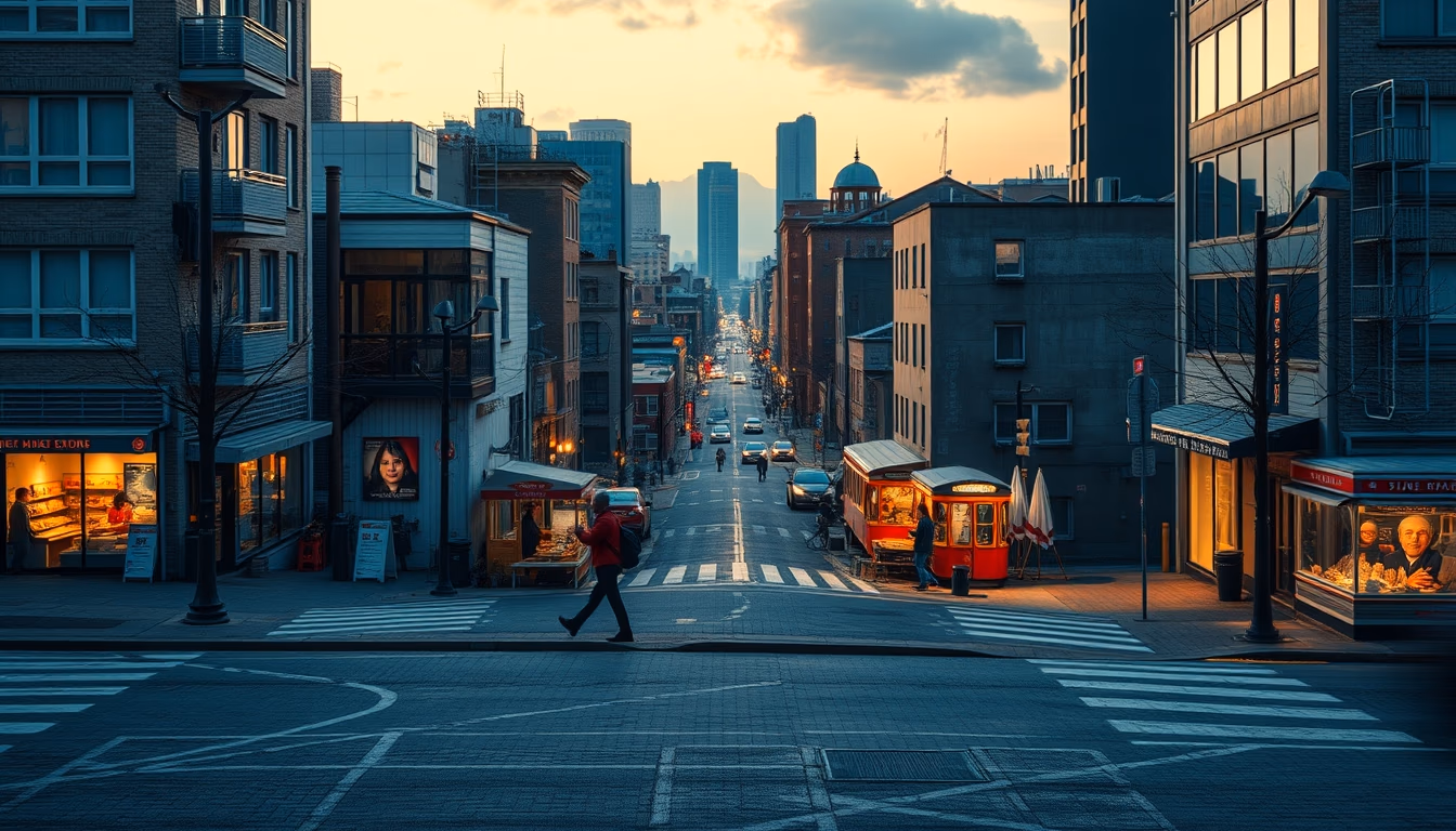 urban heat island map in editorial style