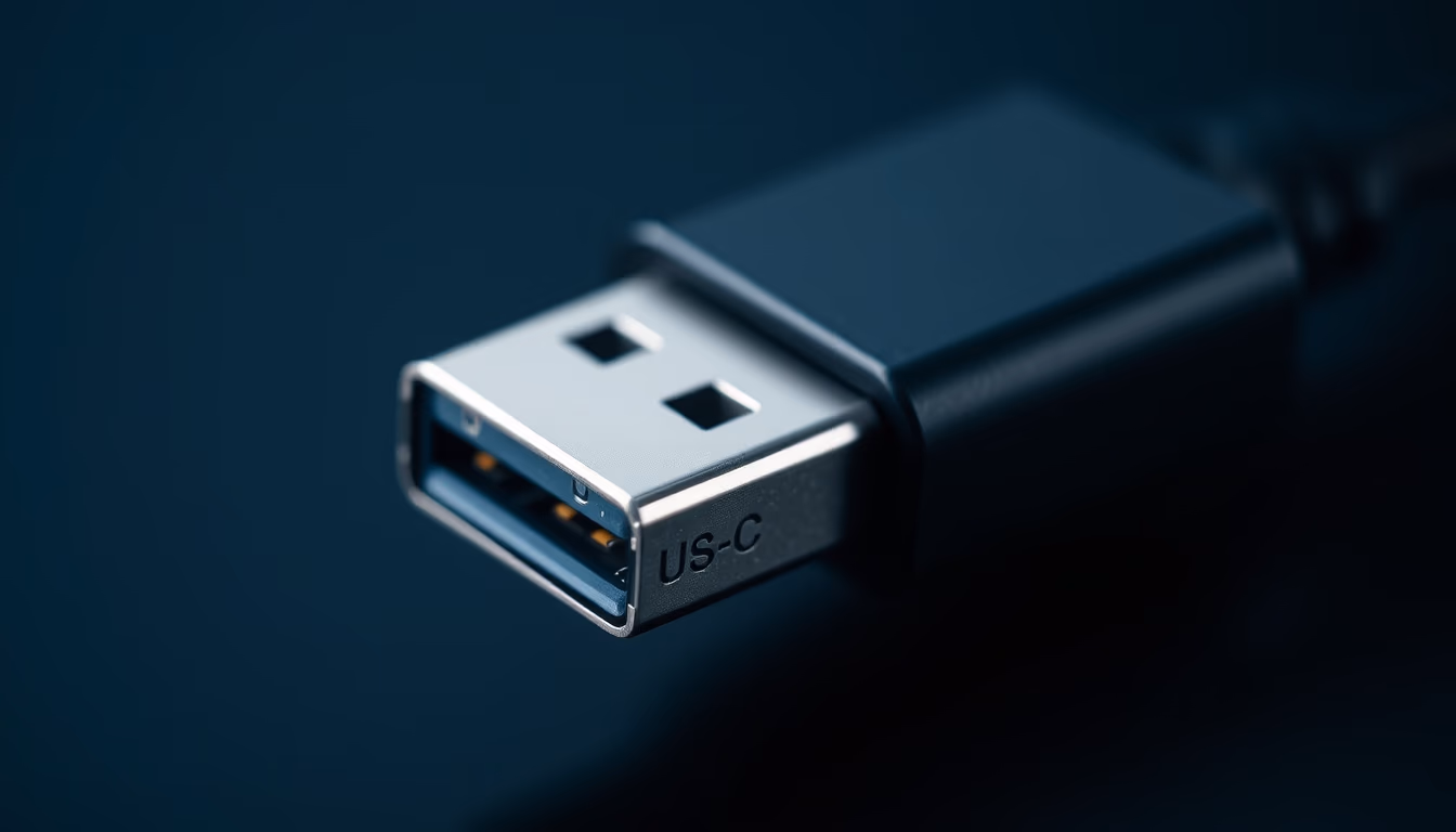 usb-c connector macro in editorial style