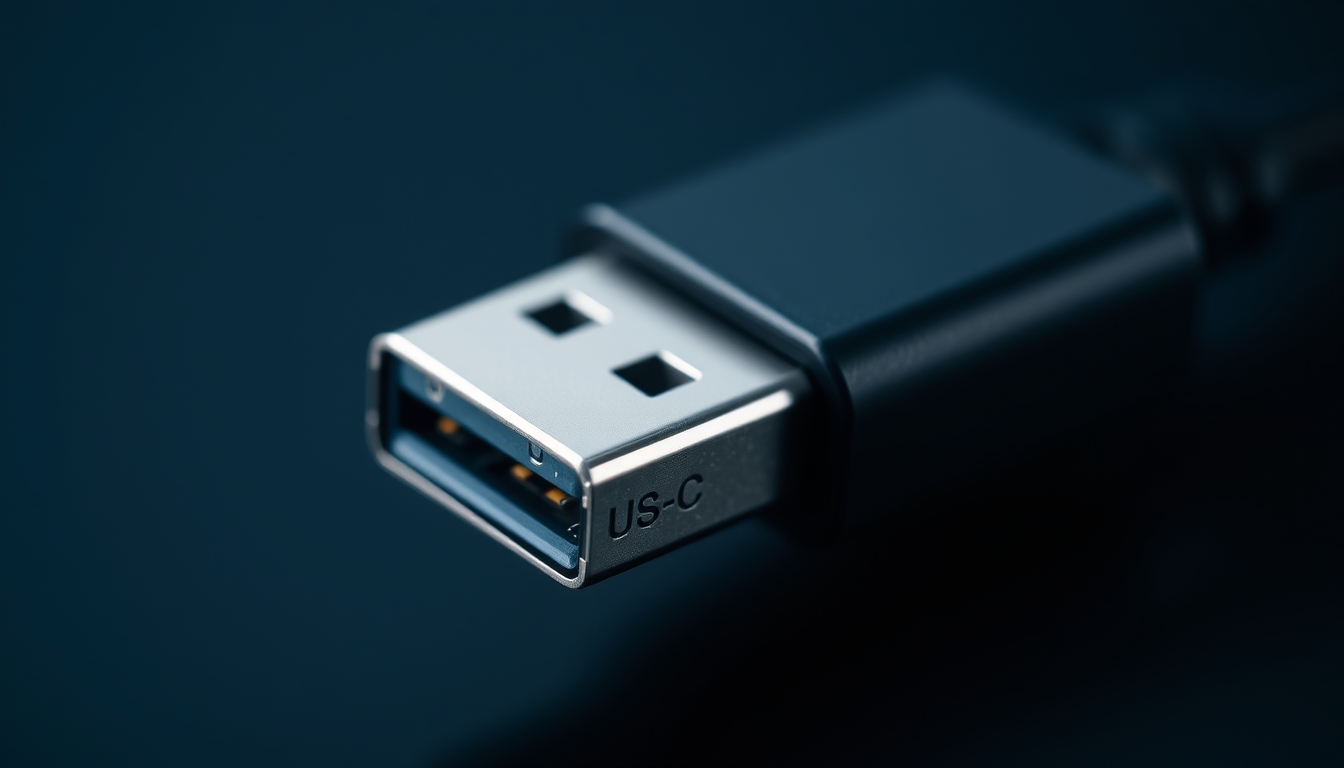 usb-c connector macro in editorial style