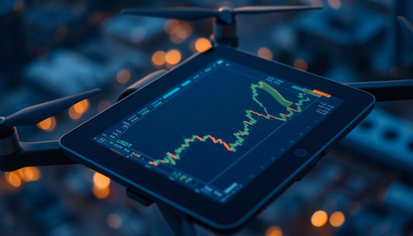 usdt stablecoin chart on tablet screen close-up in editorial style