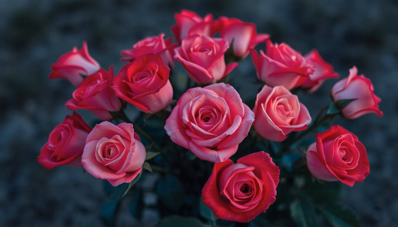 valentines day roses in editorial style