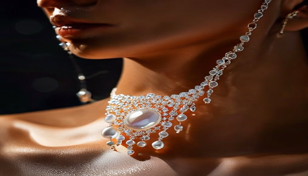 Van cleef alhambra necklace mother of pearl em fotografia editorial de luxo