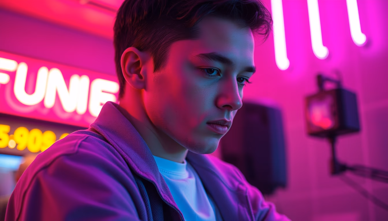 vaporwave aesthetic neon in editorial style