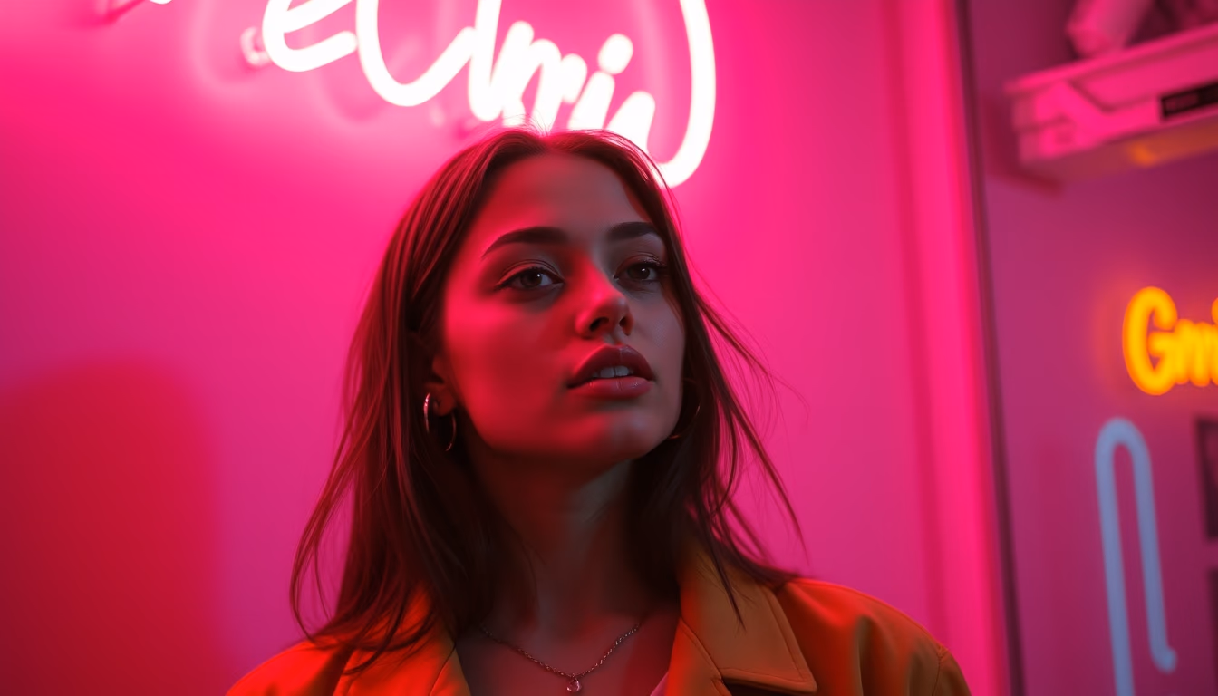 vaporwave aesthetic neon in editorial style